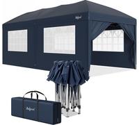 Zelsius: Pabellón plegable de 3x6 metros con paredes laterales, color azul. Pabellón plegable con protección UV30, tienda de jardín plegable