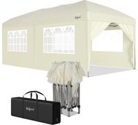 Zelsius: Pabellón plegable de 3x6 metros con paredes laterales, color beige. Pabellón plegable con protección UV30, tienda de jardín plegable