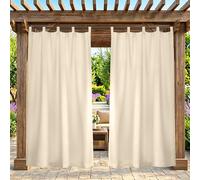 ZELVANO Cortinas Exterior con Trabillas - 1 Panel Opaco y Térmico - Resistentes al Viento y Intemperie - Alta Privacidad y Protección Solar para Jardín, Pérgola, Gazebo y Terraza - 254An x 259Al cm
