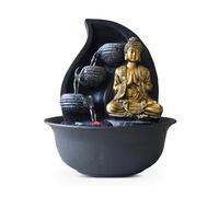 Zen Light Praya - Fuente para Interior con Bomba e iluminación LED,en Resina, Color Dorado