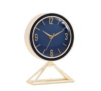 ZengL263NgS Reloj de Escritorio Relojes de Mesa Metal Lujo for Sala Estar, electrónicos, Modernos, silenciosos, Decorativos, a Pilas, diseño Simple(Blue)