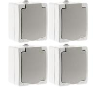 Zenitech Akya - Enchufe 2P Plus T 16A, color gris claro IP54, 1 paquete (Paquete de 4)