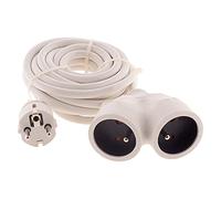 Zenitech - Alargador doble cabezal 3G1,5 mm blanco 5m - 1 toma macho + 2 tomas hembra