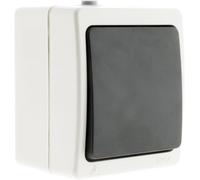 Zenitech, Aquae, pulsador de superficie estanco, IP54, blanco y negro, corriente 10 A, diseño moderno, fácil instalación, resistente al agua y al polvo, ideal para circuitos eléctricos. (Paquete de 5)