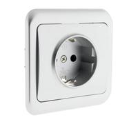 Zenitech, base de empotrar Schuko blanca 10/16A, Antaria 3, diseño moderno y fino, plástico robusto, toma de tierra integrada, compatibilidad universal, fácil instalación en bases estándar.