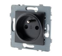Zenitech - Base de empotrar simple 2P+T - para componer - metal negro cepillado - Gama Kouro