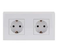 Zenitech, Base de superficie triple Schuko con toma de tierra y placa final, color gris, bloqueo de seguridad para niños, bornes automáticos, cableado rápido, 16 A 230 V, máx