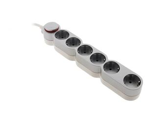 Zenitech Base múltiple 6 tomas Schuko 16A con interruptor Gris