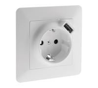 Zenitech, Base Schuko + USB blanca, dispositivo de empotrar Asfora, control de interruptores y enchufes, diseño moderno, compatible con varios dispositivos, fácil instalación