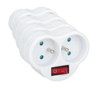 Zenitech - Biplite 16A 2P+T con Interruptor Integrado - Frente Blanco - Toma de Pared - Compatible con Aparatos Domésticos - Seguridad Eléctrica Óptima - Longitud Estándar (Paquete de 4)