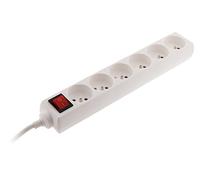 Zenitech - Bloque de 6 Enchufes 16A 2P+T con Interruptor - Blanco - Regleta Compacta para Aparatos Eléctricos y Lámparas - Seguridad Infantil - Cable HO5VV-F 3G1 mm² - Longitud 1 m - Certificado NF