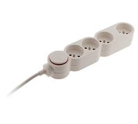 Zenitech - Bloque de vivienda 4 tomas 16A 2P+T con interruptor y clavija protección contra sobretensiones - Blanco - HO5VV-F 3G1 cable 1,5m