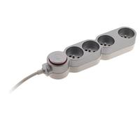 Zenitech - Bloque de vivienda 4 tomas 16A 2P+T con interruptor y protector contra sobretensiones - Plata - HO5VV-F 3G1 cable 1,5m