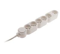 Zenitech - Bloque de vivienda 6 tomas 16A 2P+T con interruptor y enchufe protector contra sobretensiones - Blanco - HO5VV-F 3G1 cable 1,5m