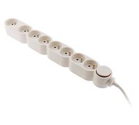 Zenitech - Bloque de vivienda 8 tomas 16A 2P+T con interruptor y protector contra sobretensiones - Blanco - HO5VV-F 3G1 cable 1,5m