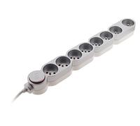 Zenitech - Bloque de vivienda 8 tomas 16A 2P+T con interruptor y protector contra sobretensiones - Plata - HO5VV-F 3G1 cable 1,5m
