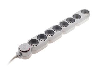Zenitech - Bloque de vivienda 8 tomas 16A 2P+T con interruptor y protector contra sobretensiones - Plata - HO5VV-F 3G1 cable 1,5m