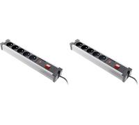 Zenitech - Bloque Protector contra sobretensiones 5X 16A con Interruptor - Negro (Paquete de 2)