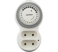 Zenitech Bolea - Biplite mecánico con Temporizador de 15 Minutos - Potencia 2760 W - Toma Permanente y programable - Indicador LED - Tomas orientadas - Indicación de Horas Huecas - Blanco
