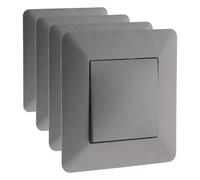 Zenitech - Botón Pulsador - Titanium - Diseño Moderno, Acabado Mate, Bornes Automáticos, Placa Clipable Ajustes Precisos - Compatibilidad Caja de Empotrar - Interior Contemporáneo (Paquete de 4)