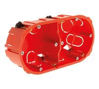 Zenitech - Caja de Empotrar Pladur Doble Intereje 71mm - PVC - Compatibilidad con Aparatos Tornillo/Uñas, Resistencia al Fuego 850°C - Ø65mm x Prof. 40mm - Instalación en Tabiques Secos - Rojo