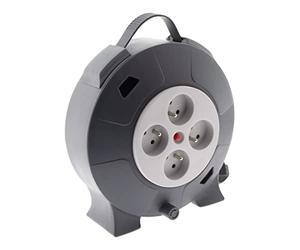 Zenitech - Carrete HO5VV-F 4 tomas 3G1.5 10m + disyuntor - con mango