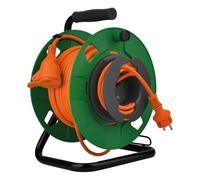 Zenitech - Enrollador de jardín estanco IP44 cable naranja 3G1,5 mm² 32+3m con toma 16A 2P+Tierra con solapa y disyuntor