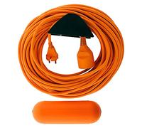 Zenitech - Extensión de jardín 2x 1,5mm² Naranja 25m + 1 Caja estanca Naranja + soporte de pared