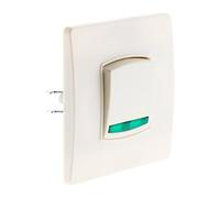 Zenitech - Interruptor Conmutador con Piloto - Borne Auto Tornillo + Garras - Blanco - Listo para Instalar - Compatible con Cajas de Empotrar Estándar - Fácil Clipado de Frontal - Cableado Rápido