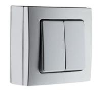 Zenitech - Interruptor Conmutador Doble 10A Superficie Borne Automático Bel'Vue - Gris - Dispositivo Eléctrico Sin Tornillos a la Vista - Compatible con Molduras Estándar - Mecanismo Desmontable