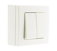 Zenitech - Interruptor Doble Conmutador 10A Bel'Vue - Superficie Borne Auto - Blanco - Compatible con Molduras Estándar - Potencia Máx 2300W a 230V - Instalación Fácil con Agujeros Oblongos