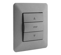 Zenitech - Interruptor para Persianas Enrollables Titanium - Acabado Mate - 3 Botones Subir/Parar/Bajar - Bornes Automáticos - Soporte Enclipable - Placa 86x86 mm - Compatible con Cajas de Empotrar