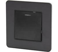 Zenitech - Interruptor simple completo con indicador luminoso 10A - metal negro cepillado - Gama Kouro