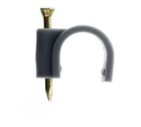 Zenitech - Lote de 100 Ganchos de Fijación Ø12mm - Clavo para Hormigón Incluido - Para Cables y Tubos, Superficies Sólidas - Certificado CE, Instalación Rápida - Gris