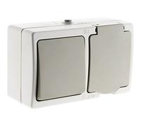 Zenitech - Morizontal Mixto: Toma V y V+ 2P+T 16A Gris Claro IP54 - Akya
