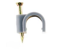 Zenitech - Pack de 100 Ganchos de Fijación Ø10 mm - Gris - Clavo Especial para Hormigón Incluido - Para Cables, Tubos y Alambres en Superficies Sólidas - Larga Duración