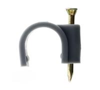 Zenitech - Pack de 20 Clips Plásticos Ø16 mm - Gris - Con Clavo Especial para Hormigón - Ideal para Fijar Cables Eléctricos - Instalación Fácil y Segura - Uso Doméstico y Profesional