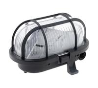 Zenitech - Plafón Ovalado 60W IP44 E27 Clase II 220V-240V - Base Plástico Duradera - Rejilla de Protección - Vidrio Resistente al Calor hasta 650° - Instalación Fácil - Conforme a la Norma CE - Negro