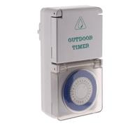 Zenitech - Programador Mecánico Impermeable IP44 - Blanco - Programación 24h, Seguridad Infantil, Interruptor - Uso Exterior - Conmutación 15 Min - Jardín, Terraza
