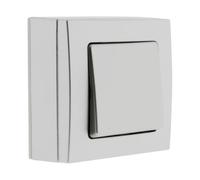 Zenitech - Pulsador Borne Auto Superficie - Compatible con Molduras Estándar, Instalación Sin Tornillos, Fijación Agujeros Oblongos, Cableado Bornes Automáticos - Certificado NF/CE - Gris