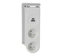 Zenitech - Regleta de sobremesa 2 Tomas Schuko 16A + 2 Puertos USB C 3,4A - Cable de 1,5 m - Diseño Compacto - Blanco