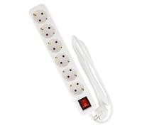 Zenitech, regleta Schuko con interruptor iluminado, 6 tomas 16 A, cable H05VV-F 3G1,5 mm², 5 m, blanco, opciones de 3 a 6 tomas, longitudes variables, seguridad y fiabilidad