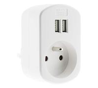 Zenitech - Toma 16A 2P+T + con 2 puertos USB 3,4A - Blanco