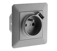 Zenitech - Toma 2P+T 16A con puerto USB 2.4A Titanio - Artezo