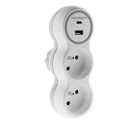 Zenitech - Toma 2x16A + 2 puertos USB A/C - blanco y gris - Bolea