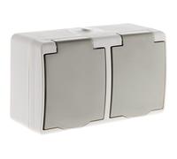 Zenitech - Toma horizontal doble 2P+T Mini IP54 Gris claro