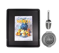 Zenker 06710 Set Pizzette, Incluye Libro Postales de mi Sicilia, sessola, Bandeja de Horno y Cortador de Mozzarella Inoxidable Plástico Acero Antiadherente