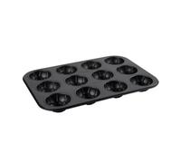 Zenker 12 moldes para magdalenas, para magdalenas y cupcakes de la serie Soccer Baking, resistentes al calor, antiadherente, color negro