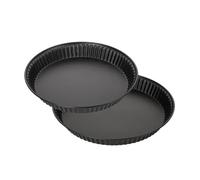 Zenker 9980050 - Juego de 2 moldes para tartas o quiches lorraines, plato para tarta, acero inoxidable, negro, diámetros de 28 cm y 30 cm