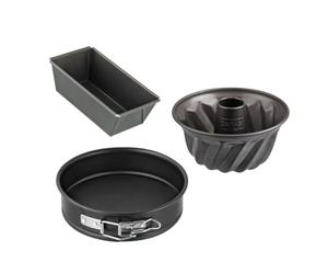 Zenker 9991850 - Juego de 3 moldes para hornear (15 x 5,5 x 8,5 cm, 18 cm, 16 cm, 3 unidades), color negro